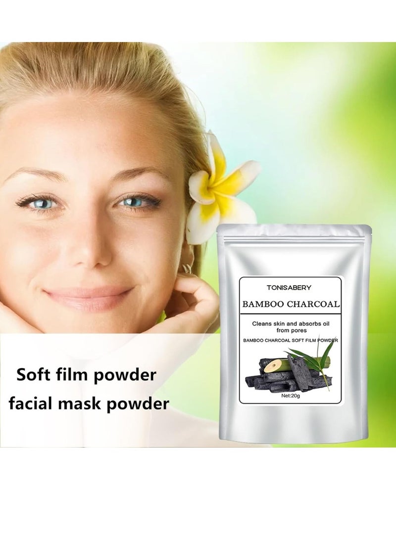 TONISABERY - Bamboo Charcoal Facial Mask Powder Peel Off Face Mask Cleans Skin and Absorbs Oil from Pores Mask Soft Film Powder Cool Oil Control Tighten Pores and Repair Redness and Dry Itching 20g - Image 1