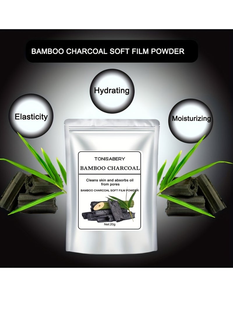 TONISABERY - Bamboo Charcoal Facial Mask Powder Peel Off Face Mask Cleans Skin and Absorbs Oil from Pores Mask Soft Film Powder Cool Oil Control Tighten Pores and Repair Redness and Dry Itching 20g - Image 1