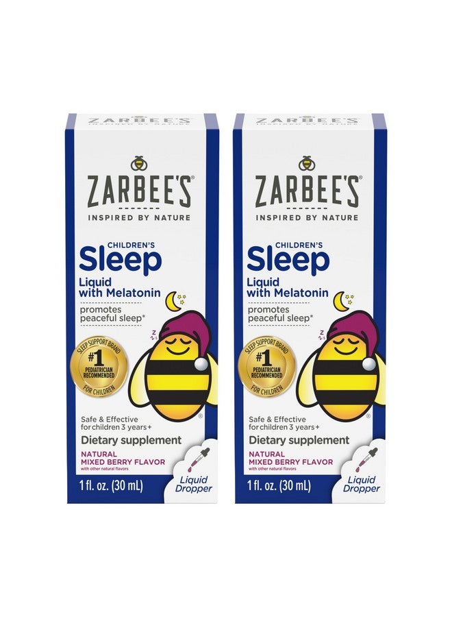 Zarbee's Kids Sleep Supplement Liquid with 1mg Melatonin; Drug-Free & Effective; Easy to Take Natural Berry Flavor for Children Ages 3 and Up; 1 Fl Oz Bottles, Pack of 2 - Image 1