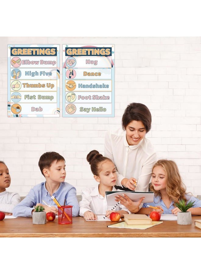 QOUBAI Boho Class Greetings Poster Greeting Choice Classroom Decorations Classroom Rules Poster Educational Poster Welcome Back to School Teachers Classroom Supplies for Preschool Kindergarten Decor - Image 5