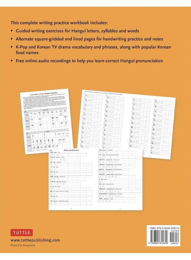 Korean Hangul Writing Practice Workbook : An Introduction to the Hangul Alphabet with 100 Pages of Blank Writing Practice Grids (Online Audio) - Image 2