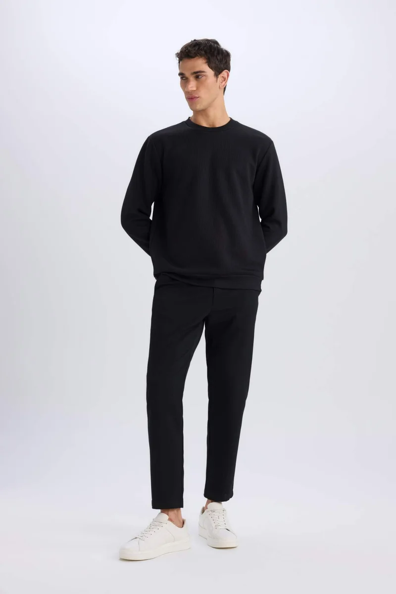 ديفاكتو Regular Fit Crew Neck Basic Sweatshirt