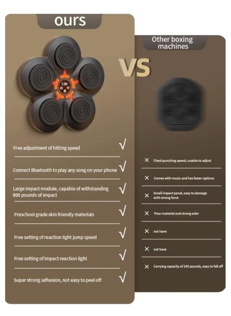 ASIV Smart Music Boxing Machine USB Rechargeable Boxing Equipment with Multi-Function Display and Bluetooth Connection Wall Mounted Lighted Target Boxing Trainer with Boxing Gloves for Kids and Adults - Image 5