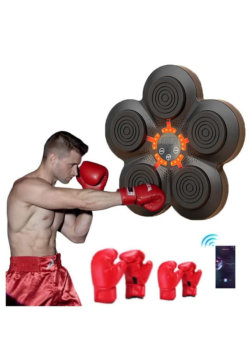 ASIV Smart Music Boxing Machine USB Rechargeable Boxing Equipment with Multi-Function Display and Bluetooth Connection Wall Mounted Lighted Target Boxing Trainer with Boxing Gloves for Kids and Adults - Image 1