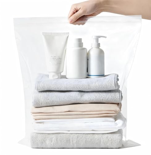 WOW DING 3 Gallon Large Plastic Storage Bags 8 Pack Jumbo Size 16 x 18 Large Clear Zip Bag for Clothes Travel Moving Big Zipper Bags with Reclosable Lock 2 Mil Thick - Image 1