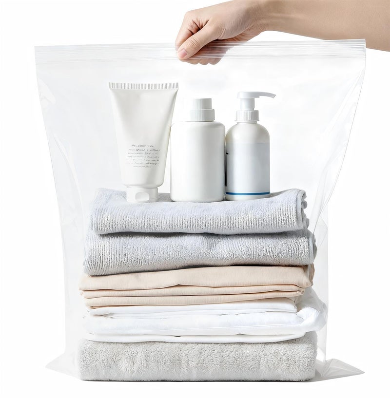 WOW DING 3 Gallon Large Plastic Storage Bags 8 Pack Jumbo Size 16 x 18 Large Clear Zip Bag for Clothes Travel Moving Big Zipper Bags with Reclosable Lock 2 Mil Thick - Image 2