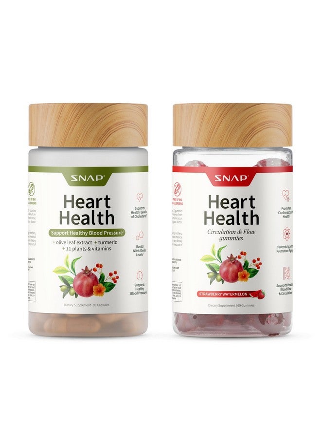 Snap Supplements Heart Health Bundle: CoQ10, Organic Beet Root, Hawthorn Berry, Turmeric & Odorless Garlic Capsules + Sugar-Free Gummies, 90 Caps & 60 Gummies - Image 1