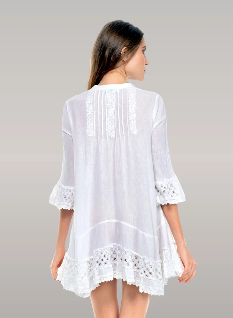 Just Nature white Embroidered Short Tunic Dress for Women | Best Price UAE