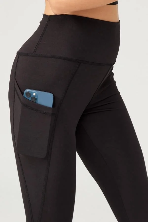 COTTONHILL Black High Waist Double Pocket Flared Women's Leggings