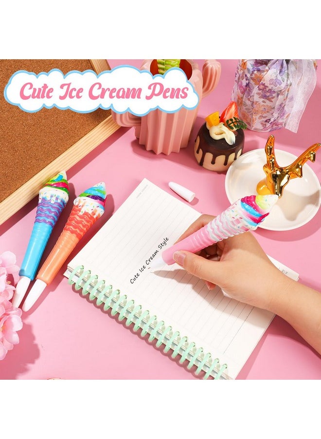 NEWEST 4 Pieces Ice Cream Squishy Pens, Cute Gel Pens Assorted Color Stress Relief Sponge Black Ink Pens Novelty Ice Cream Writing Pen For Students School Office Supplies  - Image 2