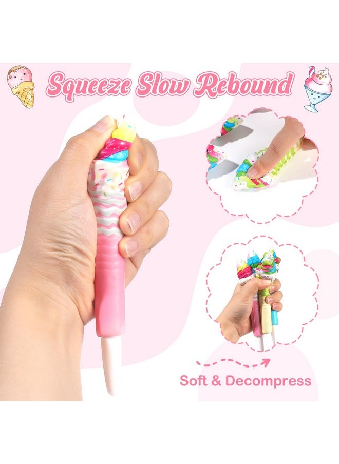 NEWEST 4 Pieces Ice Cream Squishy Pens, Cute Gel Pens Assorted Color Stress Relief Sponge Black Ink Pens Novelty Ice Cream Writing Pen For Students School Office Supplies  - Image 4