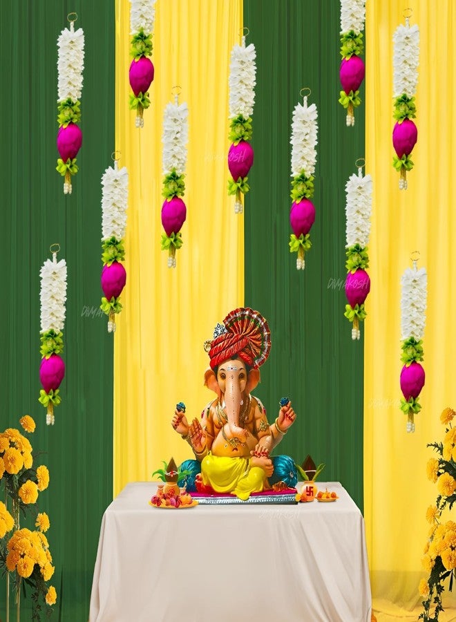 Shri MAtaji Store Lotus Hanging 8Pcs - Small- 10 INCH| Floral Wall Hangings, Temple Decoration Items, Backdrop for Pooja Pooja Room Decorations Items| Diwali Decorations Items |Offwhite