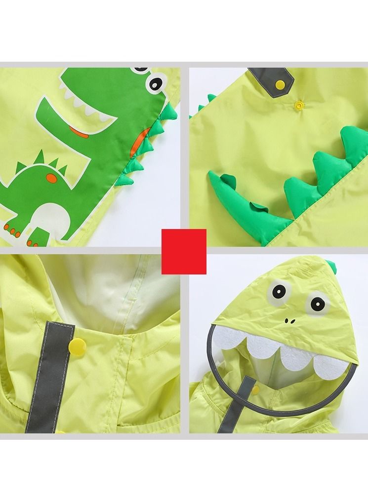 Loquat Children Dinosaur Three-Dimensional One-Piece Hooded Raincoat  - Image 2