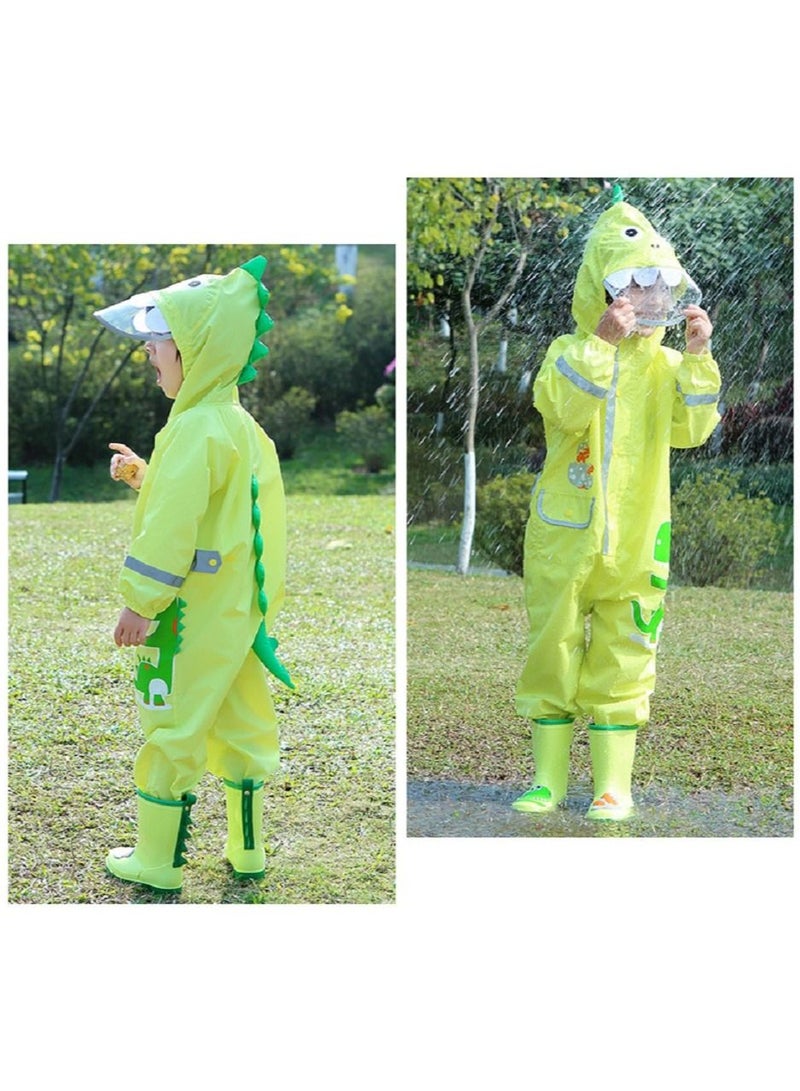 Loquat Children Dinosaur Three-Dimensional One-Piece Hooded Raincoat  - Image 3