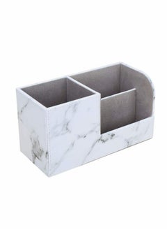 Y&D Desk Tidy Organiser Caddy Multifunction Leather Pen Pencil Pots Holder Office Stationery Supplies Organizer (Gray Marble Pattern)  - Image 3
