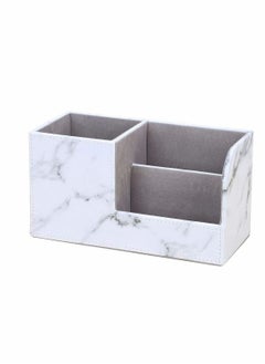 Y&D Desk Tidy Organiser Caddy Multifunction Leather Pen Pencil Pots Holder Office Stationery Supplies Organizer (Gray Marble Pattern)  - Image 4