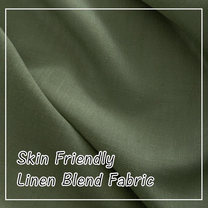 DONREN Olive Dark Green Linen Back Tab Curtains 84 Inches Long 2 Panels Set for Bedroom -Semi Sheer Modern Farmhouse Hooks Belt Pleated Curtain Panels Rod Pocket Light Filtering Privacy Drapes - Image 5