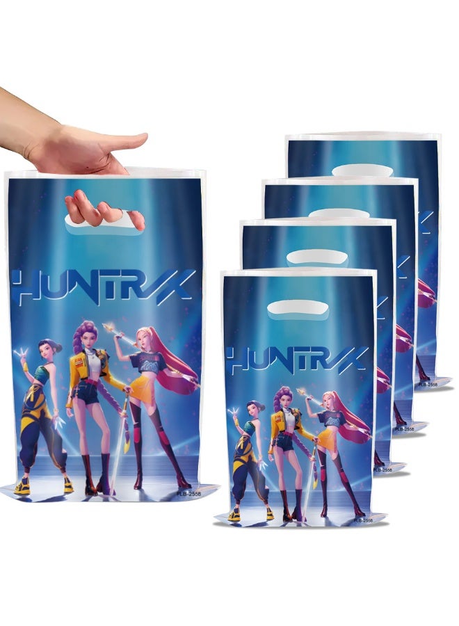Kpop Hunters Double-Sided Goodie Girft Bags - 10 Pc Anime Party Favor Set, Blue Purple Themed Treat Bags for Birthday Party Supplies, Korean Idol Themed Gift Bags - Image 1