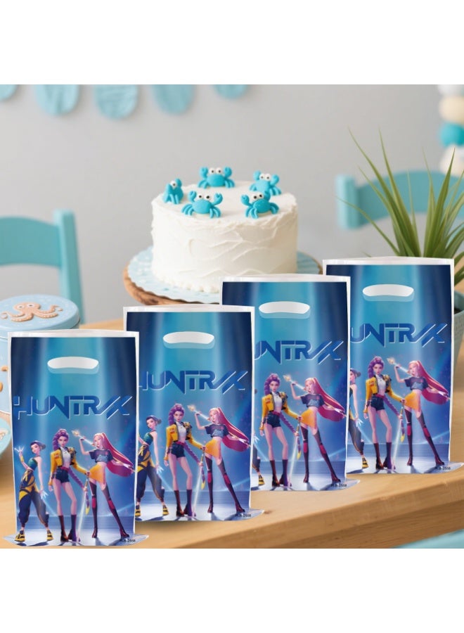 Kpop Hunters Double-Sided Goodie Girft Bags - 10 Pc Anime Party Favor Set, Blue Purple Themed Treat Bags for Birthday Party Supplies, Korean Idol Themed Gift Bags - Image 2