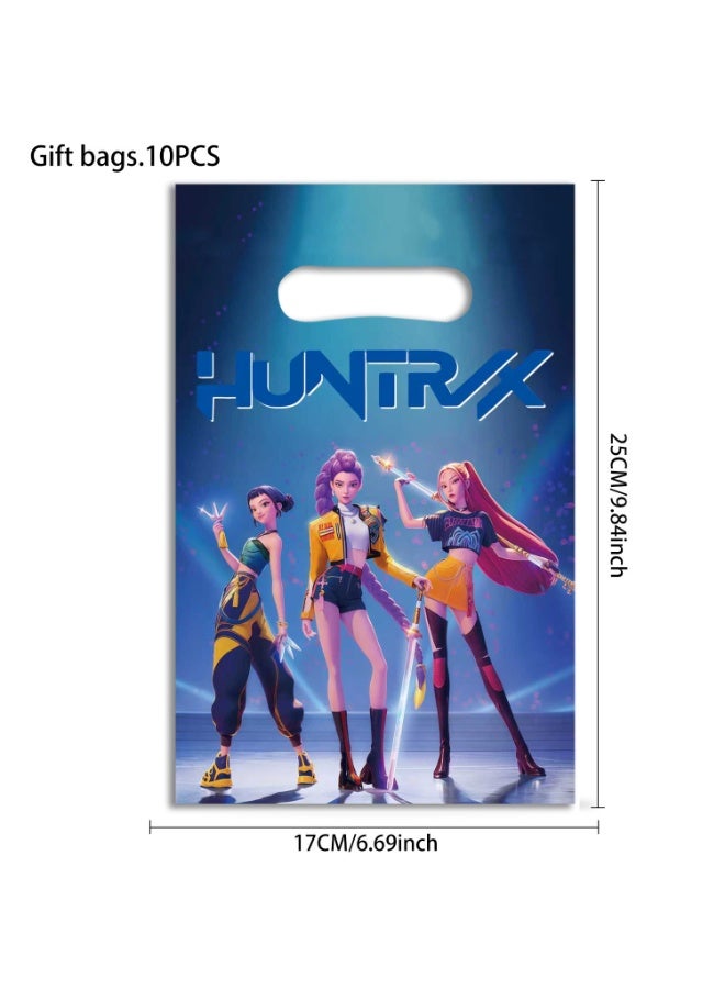 Kpop Hunters Double-Sided Goodie Girft Bags - 10 Pc Anime Party Favor Set, Blue Purple Themed Treat Bags for Birthday Party Supplies, Korean Idol Themed Gift Bags - Image 3