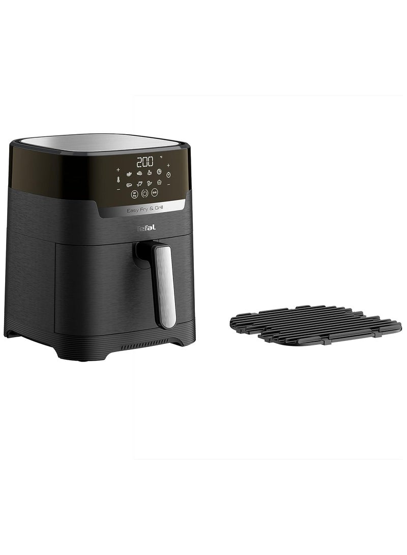 Tefal Easy Fry And Grill Hot Air Fryer 2 In 1 Technology Air Fryer And Grill Digital Display For 6 Servings 8 Cooking Programs Energy Saving Without Oil 4.2 L 1550 W EY5058 Black - Image 1