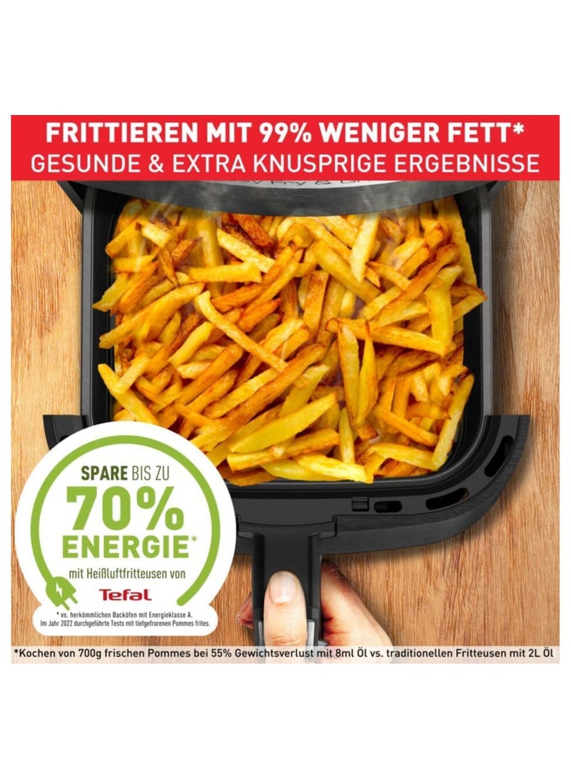 Tefal Easy Fry And Grill Hot Air Fryer 2 In 1 Technology Air Fryer And Grill Digital Display For 6 Servings 8 Cooking Programs Energy Saving Without Oil 4.2 L 1550 W EY5058 Black - Image 3