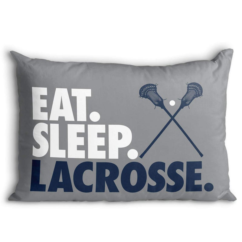 ChalkTalkSPORTS Eat Sleep Lacrosse Pillowcase for Guys  Home Decor  Gray