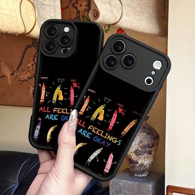 غلاف هاتف بنمط قلم شمعي إبداعي أسود متوافق مع iPhone 14 بلاس، تصميم سلم مضحك، هدية عصرية، بسيط وأنيق وجذاب للجنسين. - Image 2