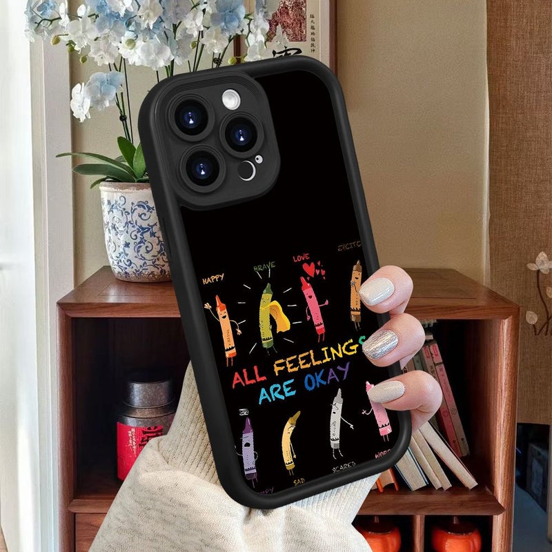 غلاف هاتف بنمط قلم شمعي إبداعي أسود متوافق مع iPhone 14 بلاس، تصميم سلم مضحك، هدية عصرية، بسيط وأنيق وجذاب للجنسين. - Image 5