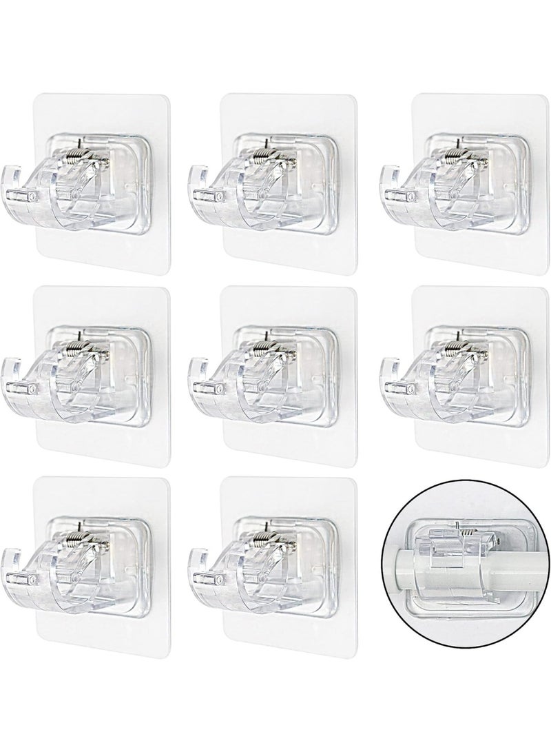 8-Pack Self-Adhesive Curtain Rod Brackets – Nail-Free, No-Drill Wall Hooks for Curtain Poles, Towel Rods, Drapery, Bathroom, Kitchen, and Home Use - Image 1