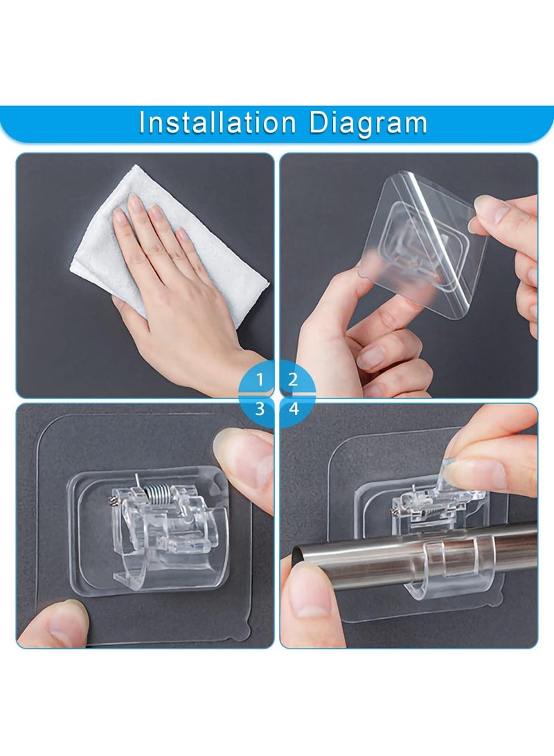 8-Pack Self-Adhesive Curtain Rod Brackets – Nail-Free, No-Drill Wall Hooks for Curtain Poles, Towel Rods, Drapery, Bathroom, Kitchen, and Home Use - Image 5