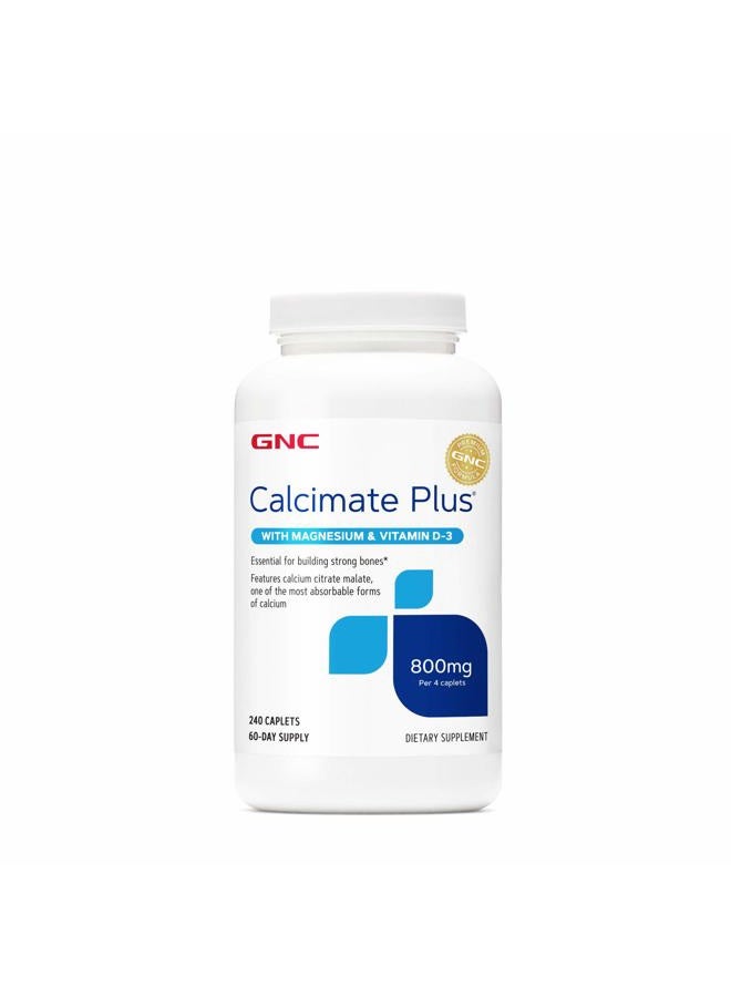 GNC Calcimate Plus 800mg Supplement, Supports Strong Bones, Enhances Calcium Absorption, 60 Servings - Image 1