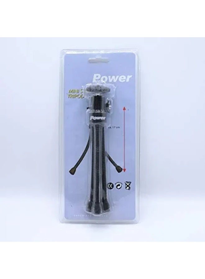 POWER TRIPOD TR101 Mini Flexible Tripod for Mobile Phones, Action Cameras & DJI Osmo Pocket – Portable Tabletop Stand (Black) - Image 1