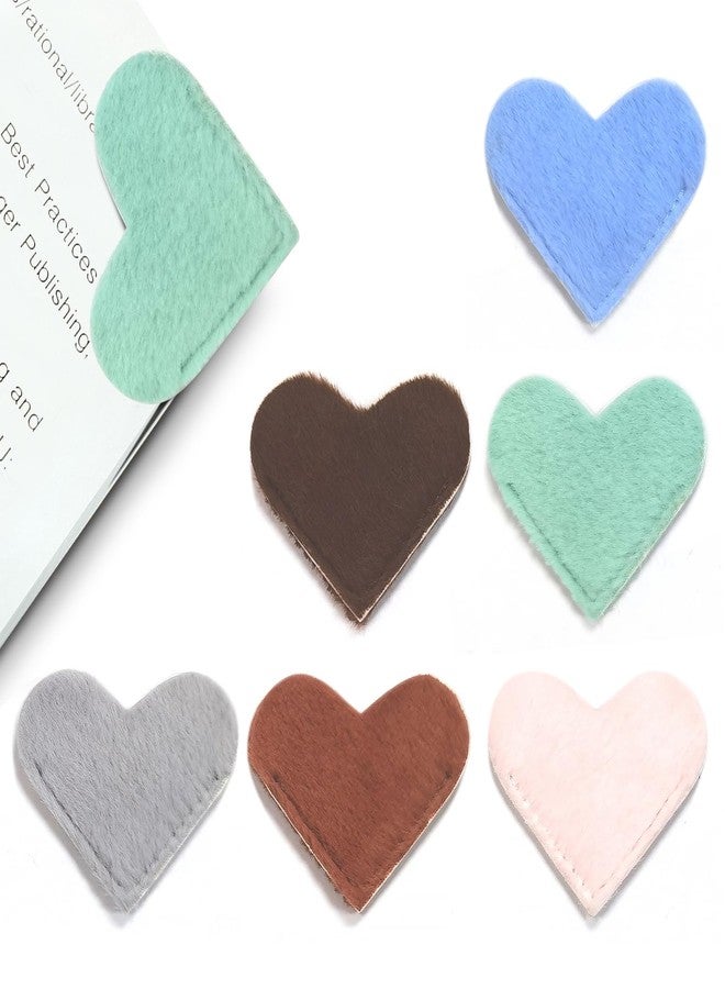 Winjeto Leather Heart Bookmarks - Winjeto 6 Pieces Cute Corner Page Book Marks for Teachers Students Book Reading Lovers, for School Office Home Supplies (Furry（6pcs）) - Image 1