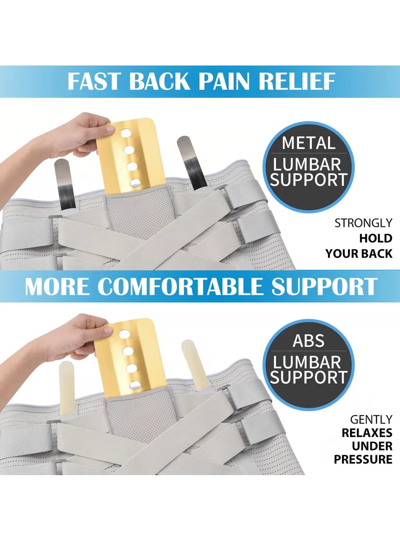 Lower Back Brace for Pain Relief - Adjustable Support Belt for Herniated Disc and Sciatica - Removable Stays - Breathable Fabric - Perfect Fit for Men and Women - Grey, Large Size - Image 3