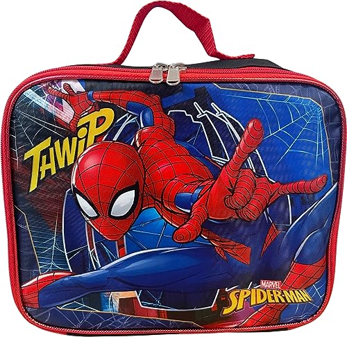 Ruz Spiderman Boy's 16 Inch Backpack With Removable Matching Lunch Box Set (Black-Red) - Image 5