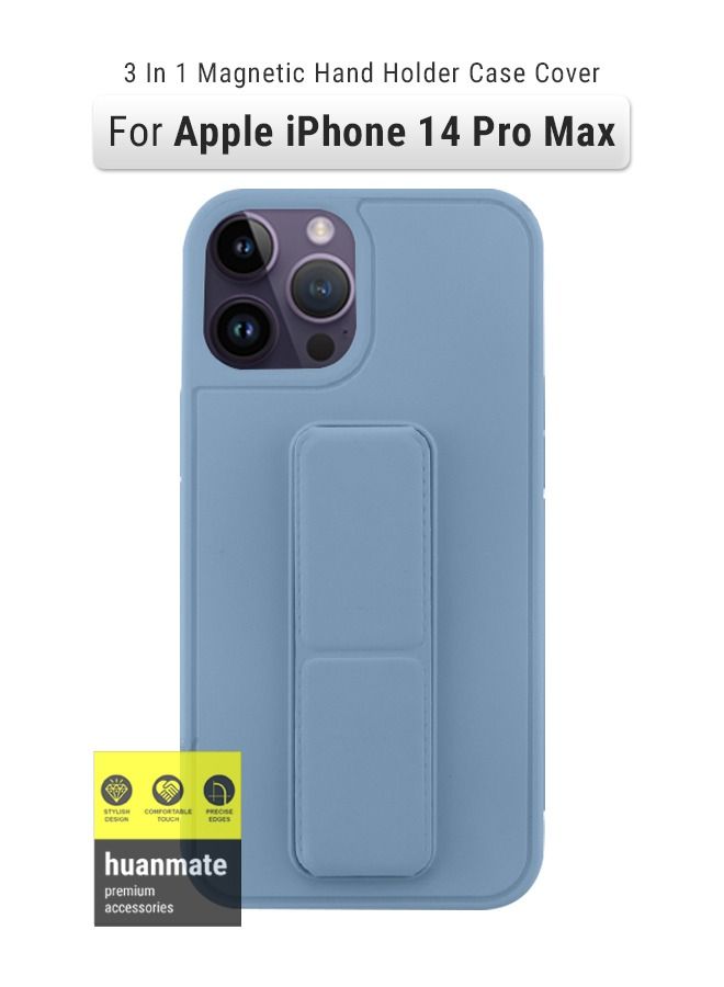 huanmate Premium Case Cover With Magnetic Hand Grip Holder And Kickstand For Apple iPhone 14 Pro Max Light Blue - Image 1