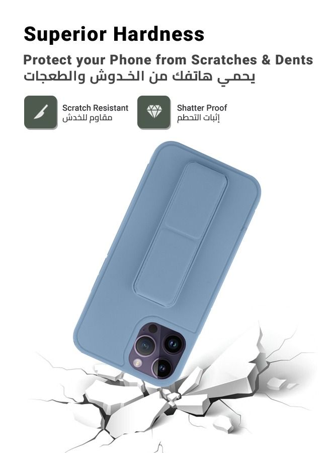 huanmate Premium Case Cover With Magnetic Hand Grip Holder And Kickstand For Apple iPhone 14 Pro Max Light Blue - Image 4