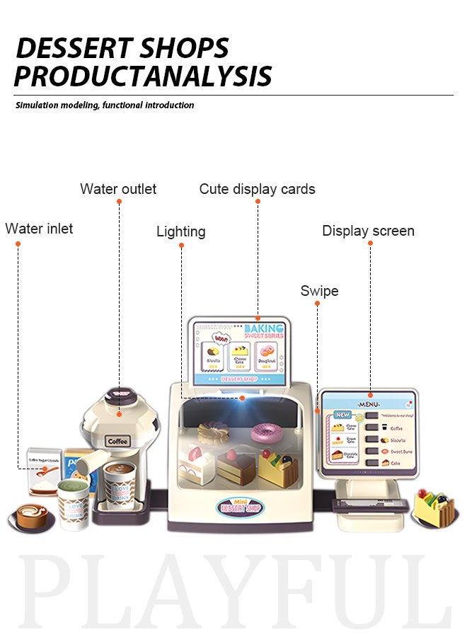 شو وو مجموعة ألعاب تسجيل النقود التظاهرية مكونة من 25 قطعة، لعبة مقهى للأولاد والبنات مع ماكينة صنع القهوة - Image 5