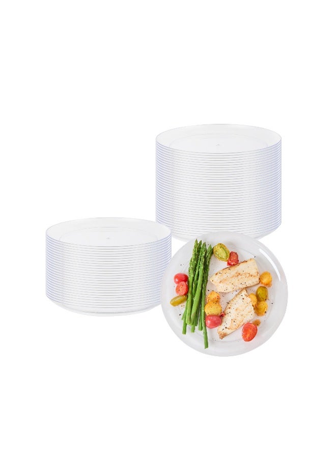 Restaurantware 9 x 9 Inch Catering Plates, 100 Round Party Dinner Plates - Sturdy, Disposable, Clear Plastic Disposable Plates, Unique Design, For Special Occasions, Catered Events  - Image 2