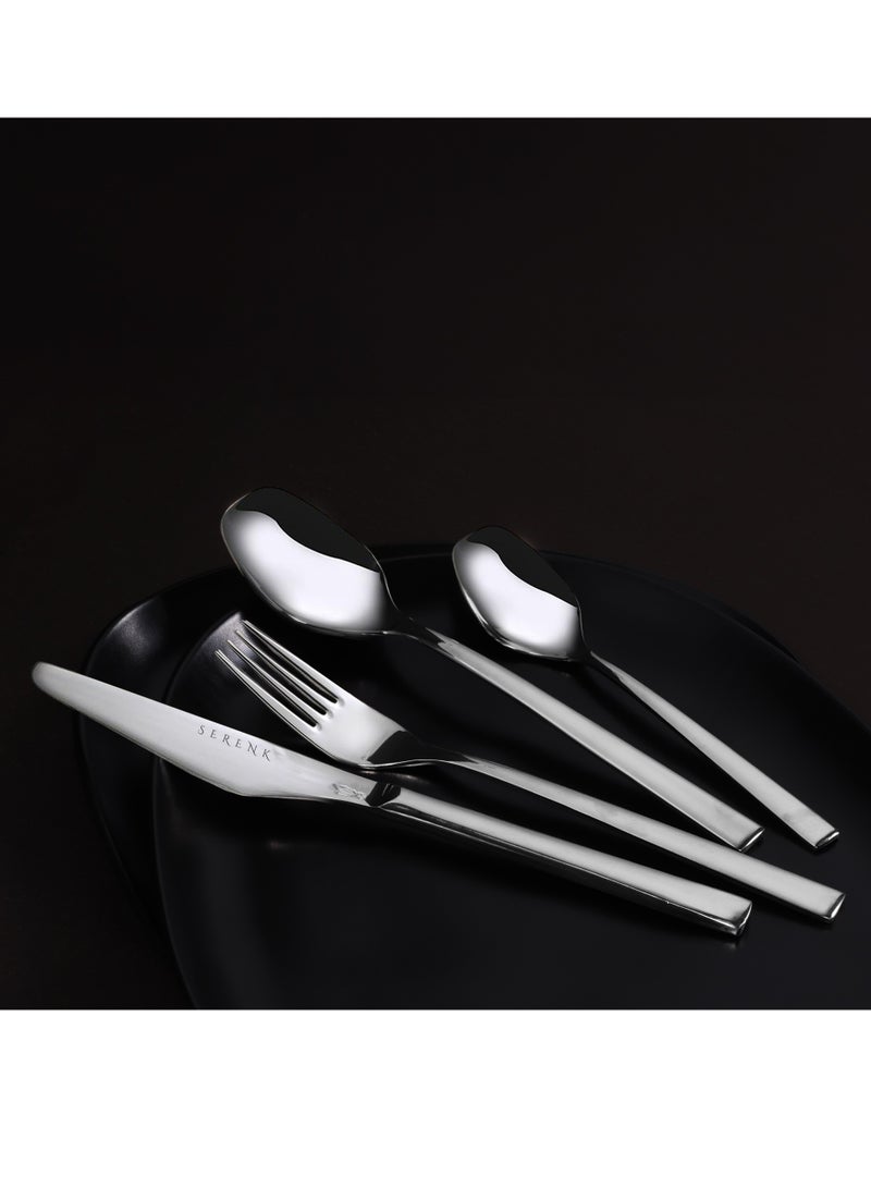 Serenk Serenk New York 24-Piece Premium 18/10 Stainless Steel Cutlery Set – Sleek, Polished Flatware for Everyday and Formal Dining  - Image 3