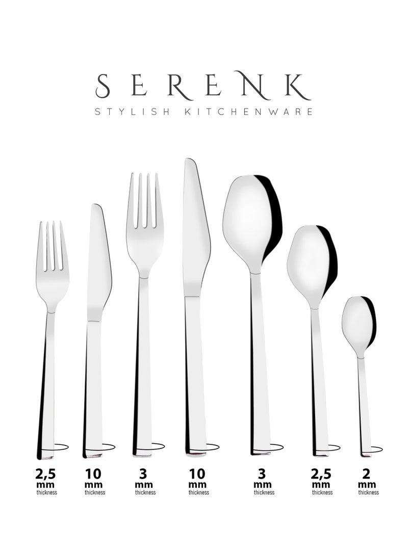 Serenk Serenk New York 24-Piece Premium 18/10 Stainless Steel Cutlery Set – Sleek, Polished Flatware for Everyday and Formal Dining  - Image 5