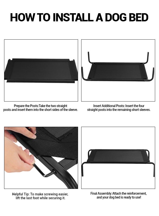 Elevated Dog Cot, Durable & Portable Raised Pet Bed, Outdoor Dog Cot Bed, Portable Cooling Bed for Dogs, Cats,40.16 x 27.17 x 5.91 inches - Image 4