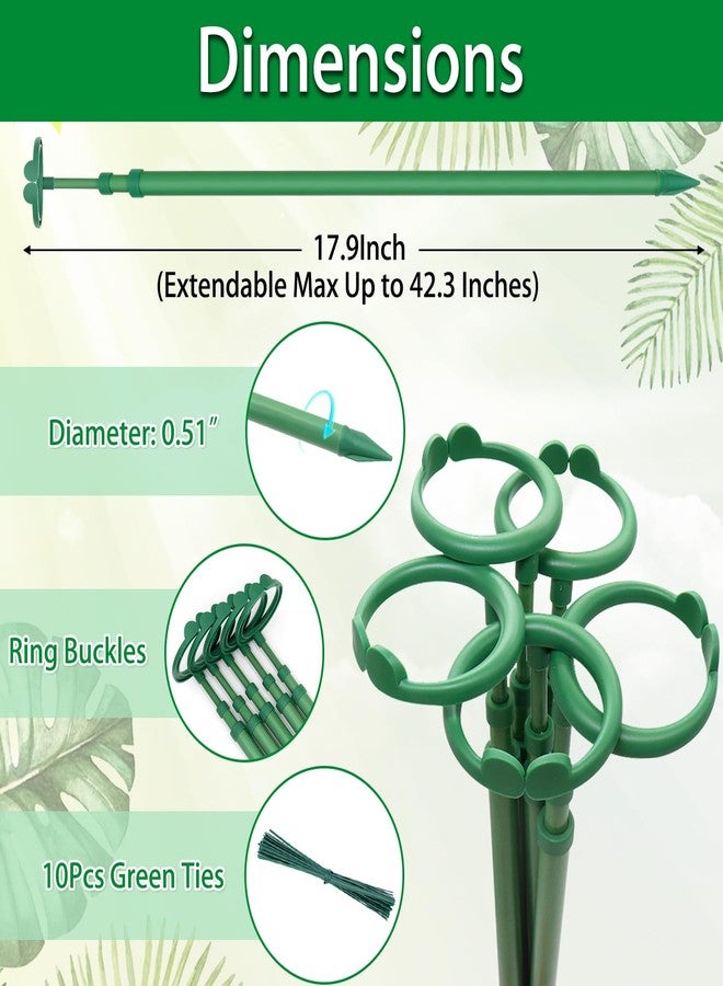 BOVITRO Extendable Plant Stakes, Length Scalable from 17.9IN to 42.3IN Plant Support Stake, Orchid Sticks with Clips for Indoor Outdoor,Garden Stakes for Plant,Tomato,Vegetables,Monstera,Vine - 3Pack - Image 2