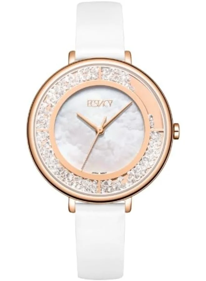 إكستاسي Ecstacy Women's Watch, Analog Display and Leather Strap - E23501-RLWM, White