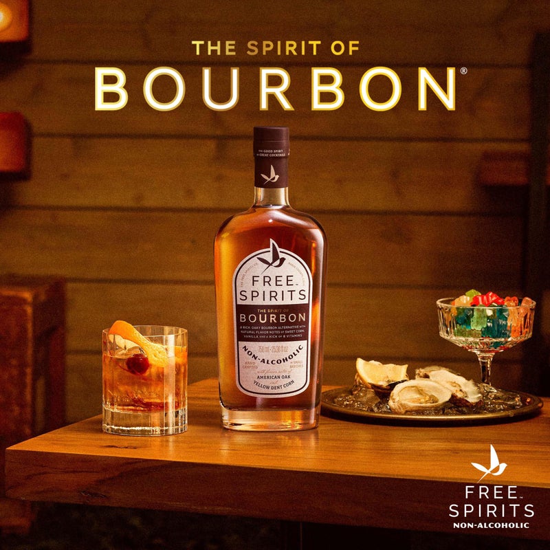 روح بوربون غير الكحولية من فري سبيريتس - بديل الويسكي الحائز على جوائز - منخفض السعرات الحرارية، نباتي، خالي من الغلوتين مع فيتامينات ب - مكونات طبيعية لكوكتيلات لذيذة - زجاجة سعة 750 مل - Image 2