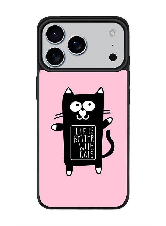 Stylizedd iPhone 17 Pro Max Case, [Compatible with MagSafe] Slim Magnetic cover Phone Case iPhone 17 Pro Max -Life is better with cats - Image 1