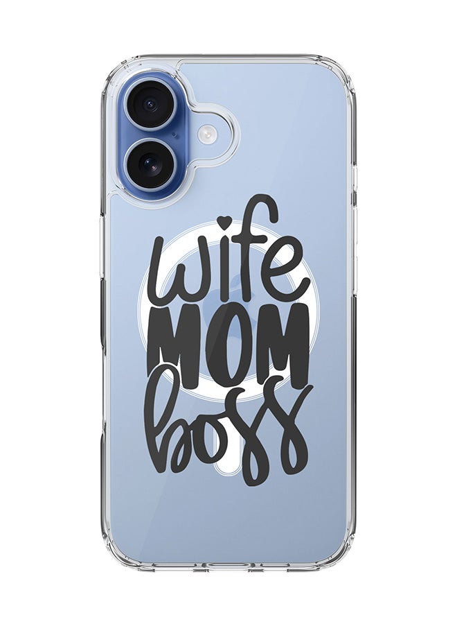 Stylizedd Classic Clear MagSafe Case for iPhone 17 , Hybrid Soft Case Flexible Edges Anti Drop TPU PC Gel Thin Transparent Cover [ Designed for iPhone 17 ] - Wife Mom Boss