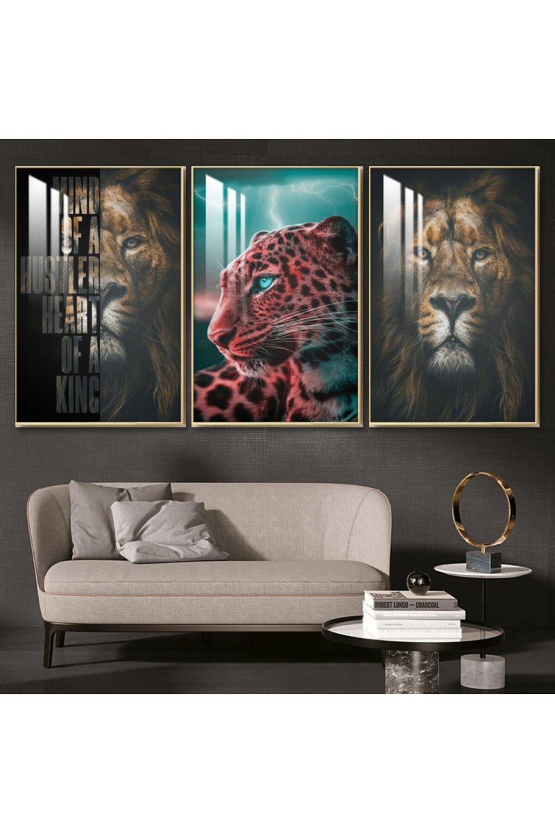 ماركتنا ثلاث لوحات جدارية خشبية بإطار وطبقة أكريليك شفافة - Image 1