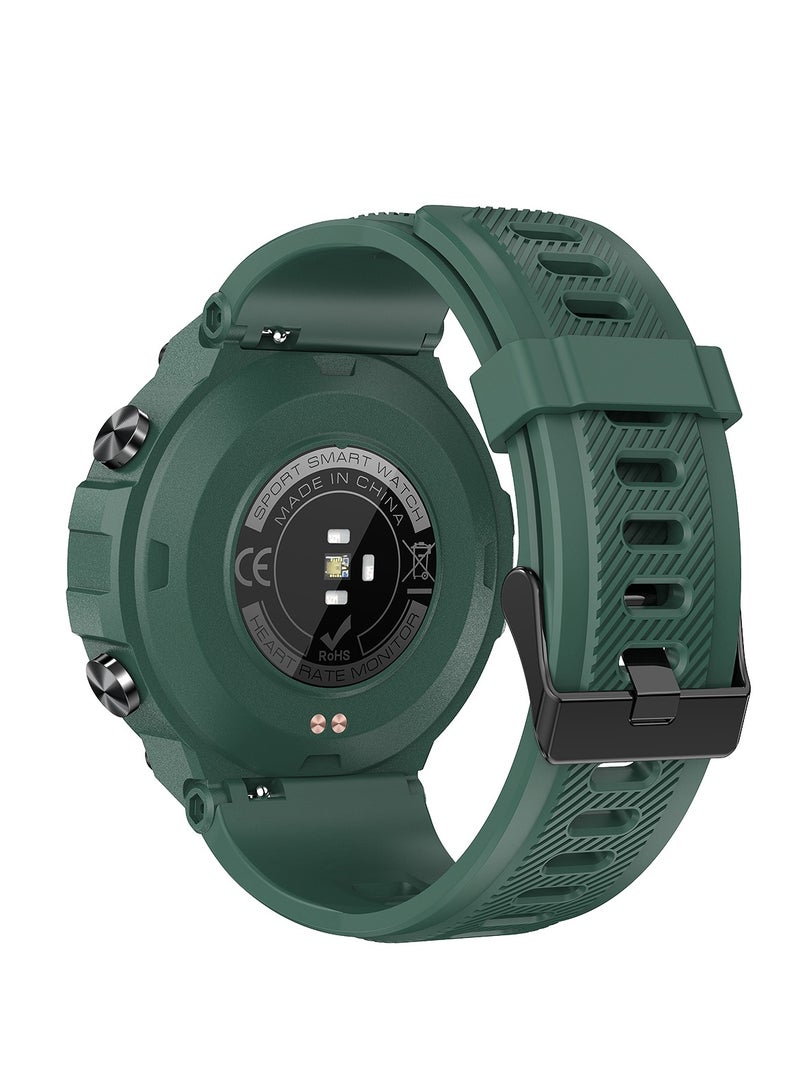 LIGE Men's New Smart Watches 1.32inch Full Touch Screen Outdoor Sports Fitness Bracelet Blood Pressure with GPS Location IP68 Waterproof Silicone Strap Green  - Image 2